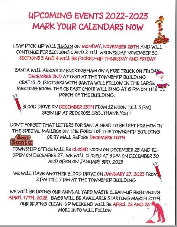 Buckingham Township Events 20222023 Buckingham Township