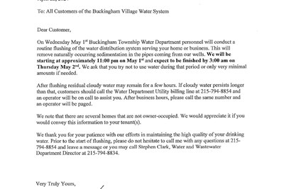 2024 Buckingham Village routine flushing of water distribution system