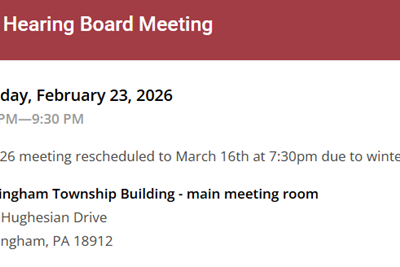 Zoning Hearing Board Meeting 2/23/26 Rescheduled